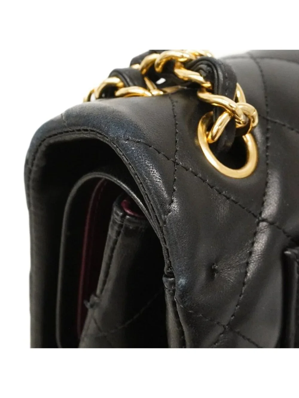 Chanel Shoulder Bag Deca Quilted Lambskin Black Gold